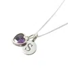 Harfi Women's Silver / Pink / Purple Mini Initial And Heart Amethyst February Birthstone Charm Sterling Si