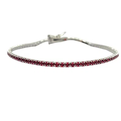 Harfi Women's Silver / Pink / Purple Ruby Gemstone Sterling Silver Tennis Bracelet