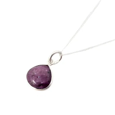 Harfi Women's Silver / Pink / Purple Ruby July Birthstone Sterling Silver Heart Pendant Necklace