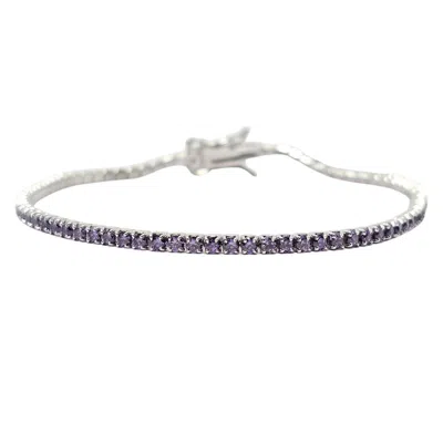 Harfi Women's Silver / Pink / Purple Sterling Silver Amethyst Gemstone Tennis Bracelet