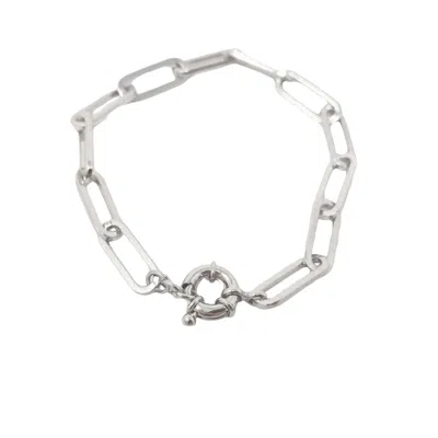 Harfi Women's Silver Plain Paperclip Bracelet