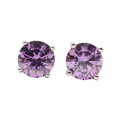 Harfi Women's Silver / Purple Alexandrite Moissanite Crystal Sterling Silver Earrings In Multi