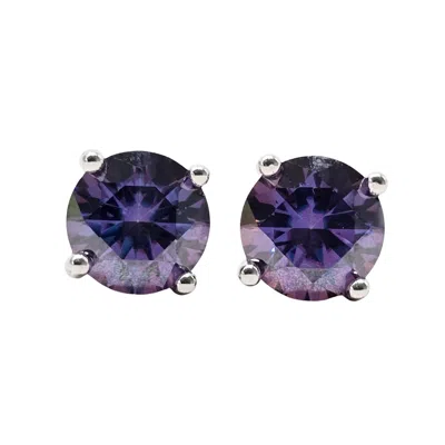 Harfi Women's Silver / Purple Amethyst Moissanite Crystal Sterling Silver Earrings In Multi