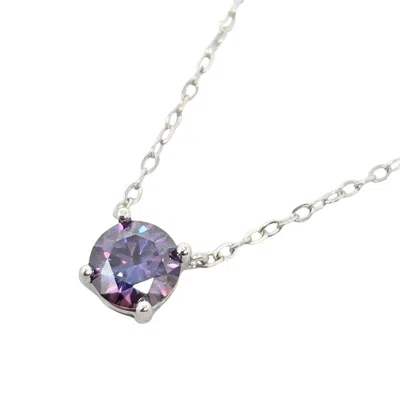 Harfi Women's Silver / Purple Amethyst Moissanite Crystal Sterling Silver Necklace In Multi