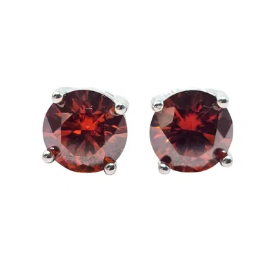 Harfi Women's Silver / Red Garnet Moissanite Crystal Sterling Silver Earrings In Multi