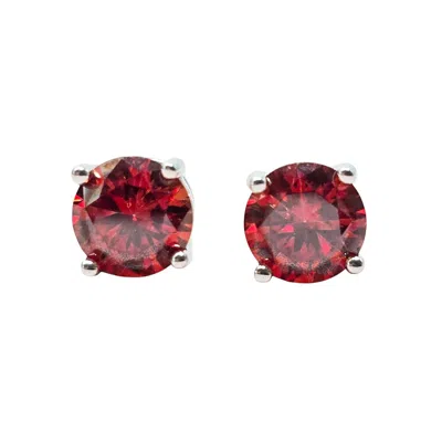 Harfi Women's Silver / Red Ruby Moissanite Crystal Sterling Silver Earrings In Multi