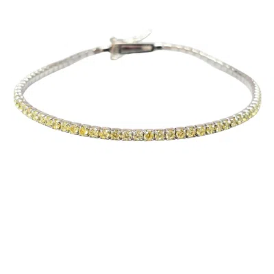 Harfi Women's Silver / Yellow / Orange Citrine Gemstone Silver Tennis Bracelet