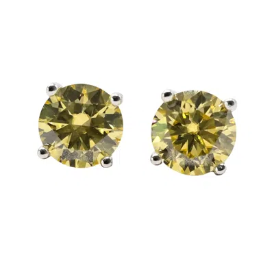 Harfi Women's Silver / Yellow / Orange Citrine Moissanite Crystal Sterling Silver Earrings In Multi