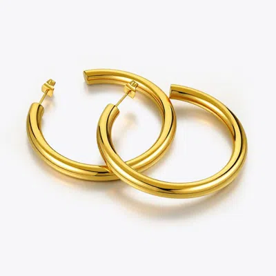 Harfi Women's Simply Chunky Gold Plated Hoop Stud Earrings