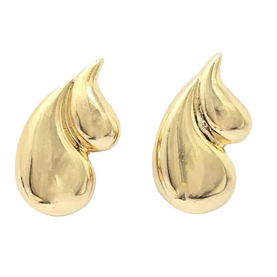 Harfi Women's Statement Dual Tear Drop Gold Pated Earrings