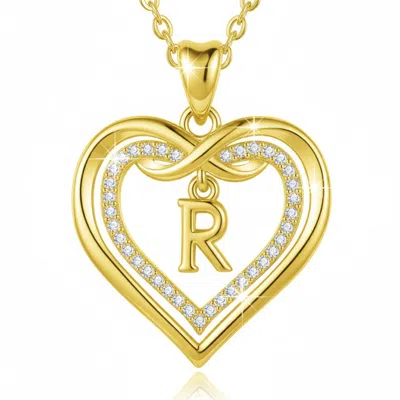 Harfi Women's Statement Love Heart Initial Necklace Gold Plated Charm Necklace