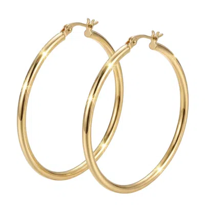 Harfi Women's Statement Plain Gold Plated Hoop Earrings