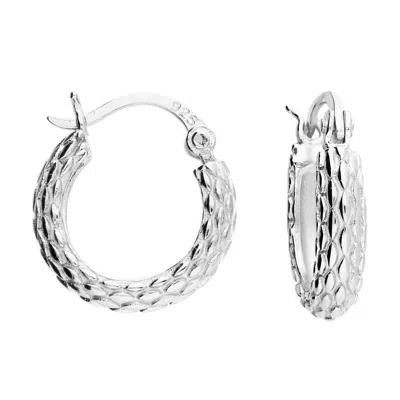 Harfi Women's Sterling Silver Basket Weave Hinged Hoops