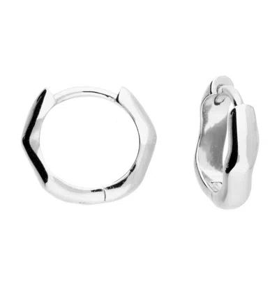 Harfi Women's Sterling Silver Minimalist Irregular Misshapen Hoops