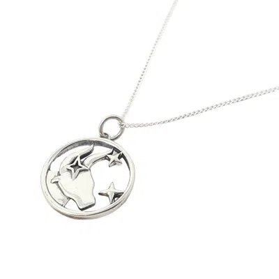 Harfi Women's Taurus Zodiac Horoscope Charm Sterling Silver Necklace