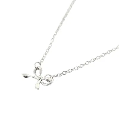 Harfi Women's Tiny Small Bow Tie Ribbon Sterling Silver Necklace