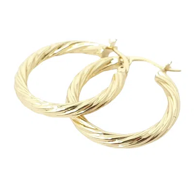 Harfi Women's Twisted Gold Plated Round Minimalist Stylish Hoops