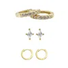 Harfi Women's White / Gold / Grey Everyday Diamond Gold Plated Earrings Gift Set For Her