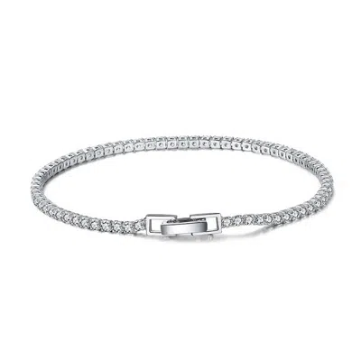 Harfi Women's White / Silver Diamond Gemstone Sterling Silver Tennis Bracelet