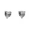 Harfi Women's White / Silver / Grey Diamond Heart Sterling Silver Stud Gemstone Earrings