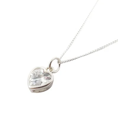 Harfi Women's White / Silver / Grey Mini Heart Silver Diamond April Birthstone Necklace In Multi