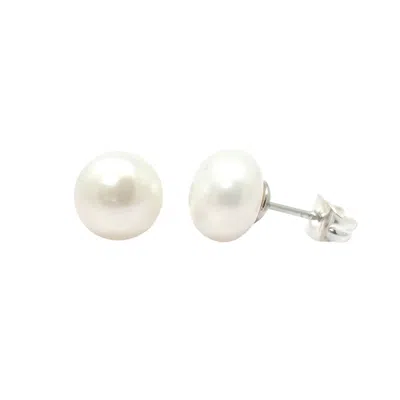 Harfi Women's White / Silver Handpicked Freshwater Silver Pearl Stud Earrings In Multi