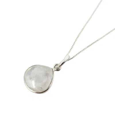 Harfi Women's White / Silver Moonstone June Birthstone Sterling Silver Heart Pendant Charm Necklace In Multi