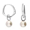 Harfi Women's White / Silver Unique Misshapen Sterling Silver Hoop Earrings With Synthetic Pearl Charm