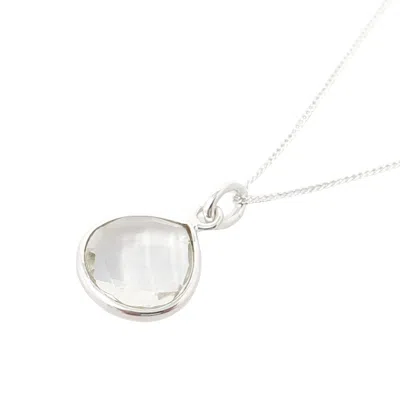 Harfi Women's White / Silver White Topaz Charm April Birthstone Sterling Silver Necklace In Multi