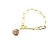 Harfi Women's Yellow Gold Plated Natural Pink Tourmaline October Birthstone Gemstone Bracelet In Yellow