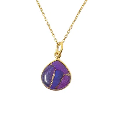 Harfi Women's Yellow Gold Vermeil Heart Amethyst February Birthstone Pendant Necklace