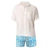 Haris Cotton Blue Printed Men's Swimsuit Turtle In Blue