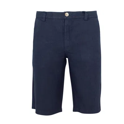 Haris Cotton Men's Back Pockets Linen Bermuda-blue Marine