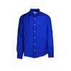 Haris Cotton Men's Blue Long Sleeved Front Pocket Linen Shirt - Lapis In Blue