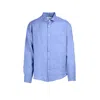 HARIS COTTON MEN'S BLUE LONG SLEEVED FRONT POCKET LINEN SHIRT - REGATTA