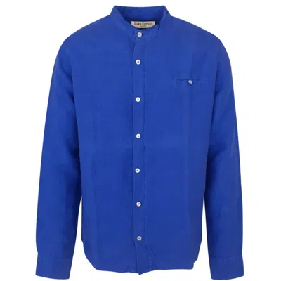 Haris Cotton Men's Blue Slim Fit Mandrin Neck Linen Shirt-lapis