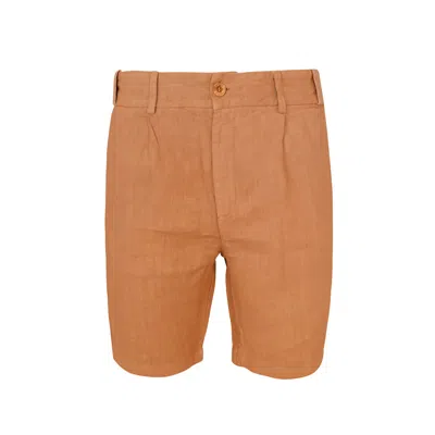 Haris Cotton Men's Brown Linen Bermuda Shorts - Cinnamon