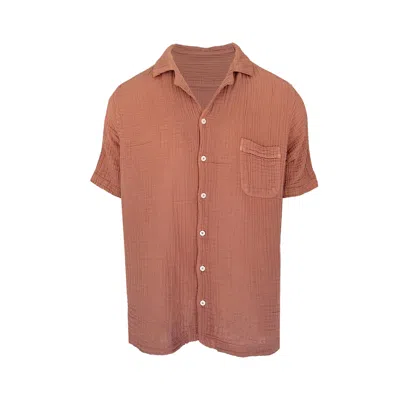 Haris Cotton Men's Brown Textured Cotton Byron Shirt Blush
