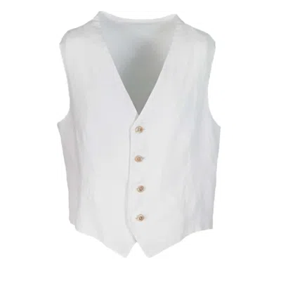 Haris Cotton Men's Classic Linen Vest - White