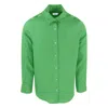Haris Cotton Men's Green Linen Basic Long-sleeved Shirt-avocado In Green