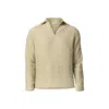 Haris Cotton Men's Green Linen V Neck Long Sleeved Blouse Pistachio In Green