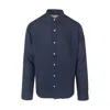 Haris Cotton Men's Linen Basic Long-sleeved Shirt-blue Marine In Blue