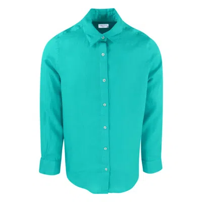 Haris Cotton Men's Linen Basic Long-sleeved Shirt-island Green