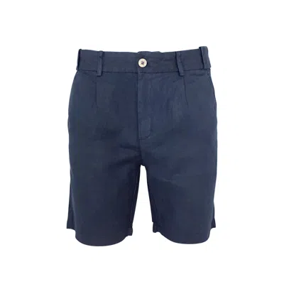 Haris Cotton Men's Linen Bermuda Shorts Blue Marine