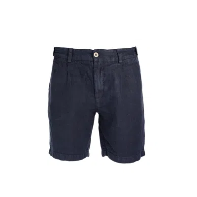 Haris Cotton Men's Linen Bermuda Shorts-blue Marine