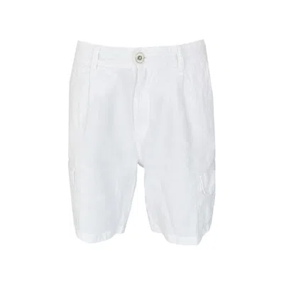 Haris Cotton Men's Linen Cargo Bermuda White
