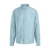 Haris Cotton Men's Linen Melange Basic Long-sleeved Shirt - Harbor Grey Melange In Grey