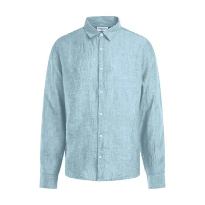 Haris Cotton Men's Linen Melange Basic Long-sleeved Shirt - Harbor Grey Melange