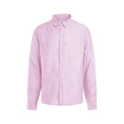 Haris Cotton Men's Linen Melange Dye Basic Long-sleeved Shirt Pink
