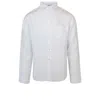 Haris Cotton Men's Long Sleeved Front Pocket Linen Shirt-white In White